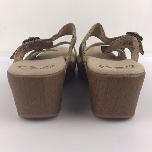 Dansko Sandals Sophie Stained Glass Sand Clogs Slides Leather Block Heel Size 37 - Picture 11 of 16